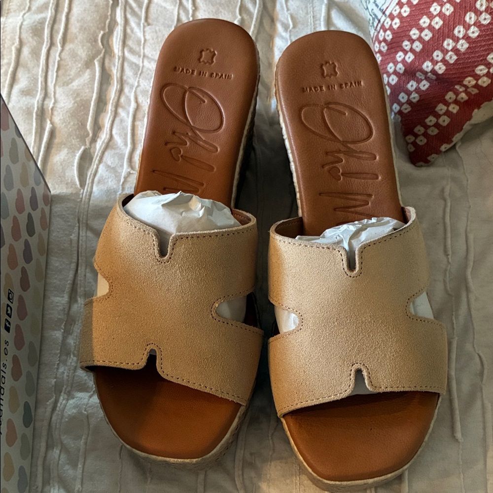 Oh Suede Slide Sandals in Light Tan